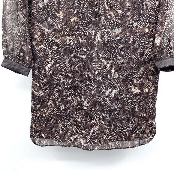 Ann Taylor Brown Feather Long Sleeve Shirt Dress - Picture 4 of 8